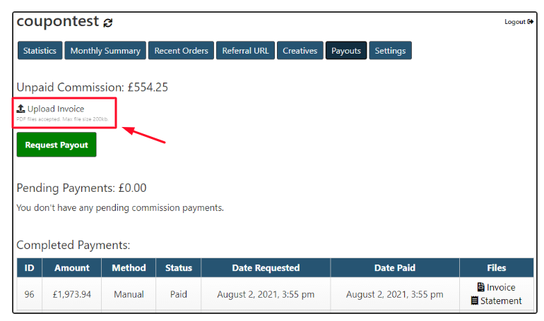 facturas afiliados coupon affiliates