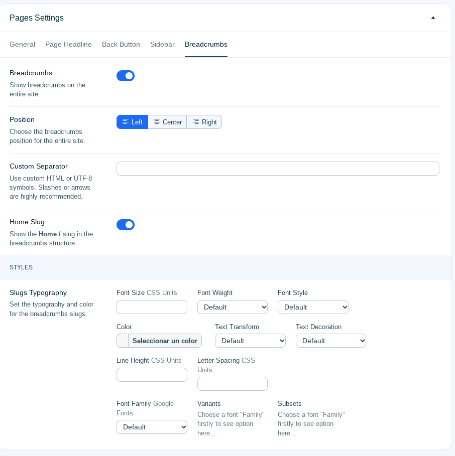ohio breadcrumbs page settings wordpress