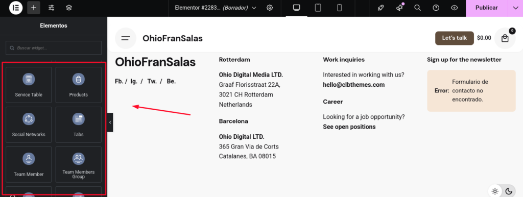 ohio wordpress elementor widgets