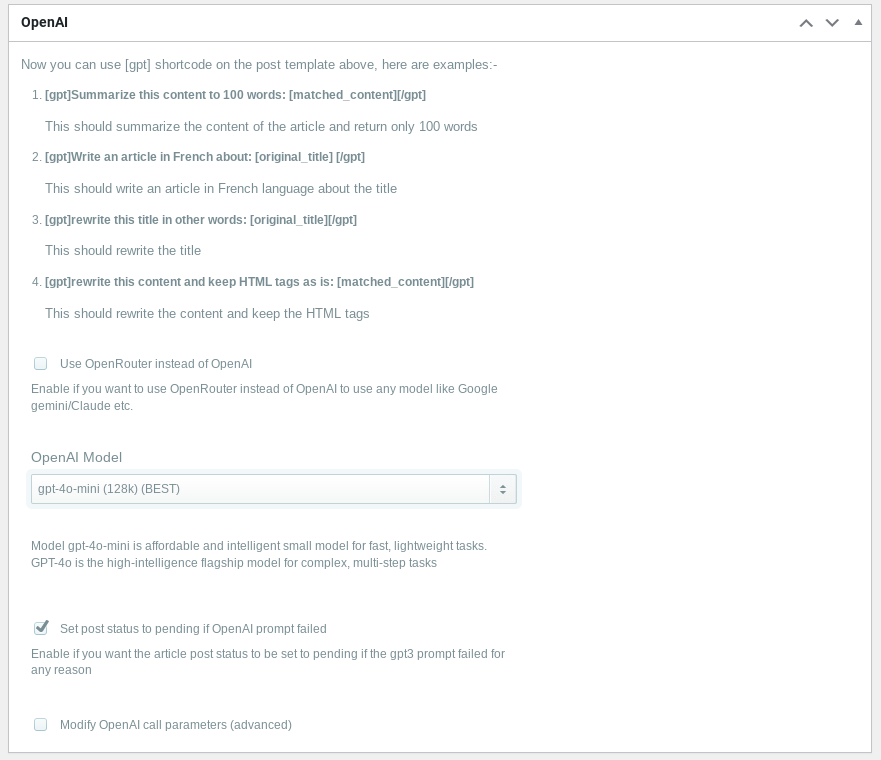 opneai wordpress automatic plugin