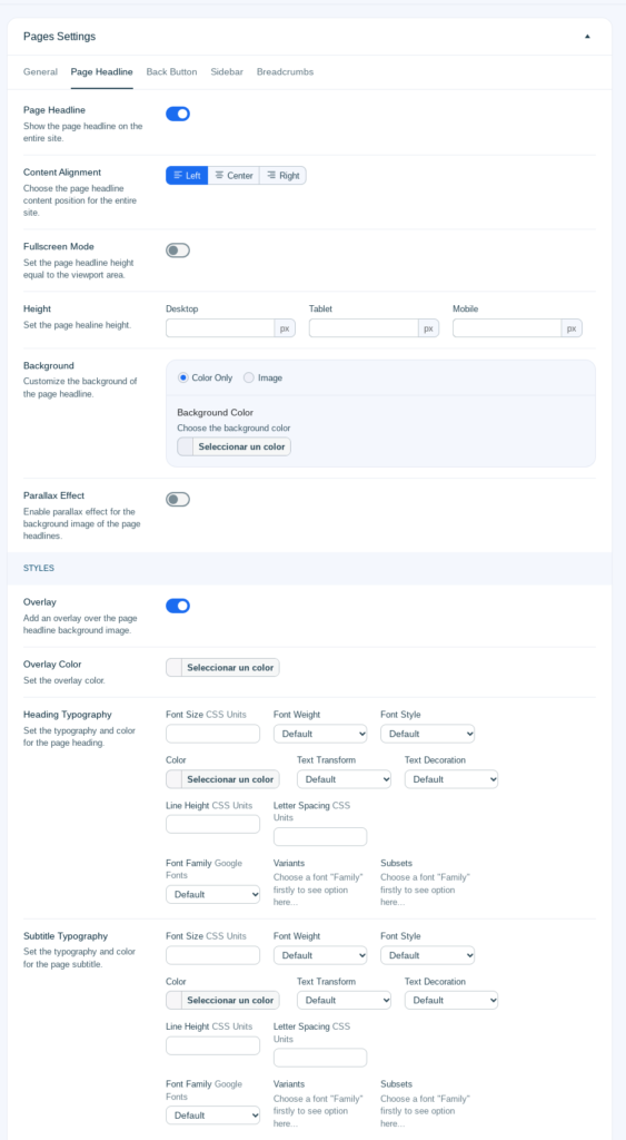 page settings ohio wordpress
