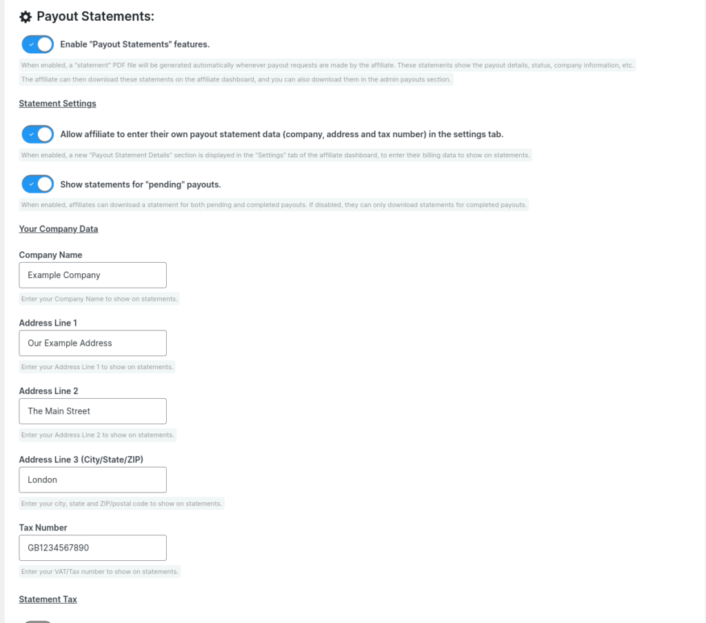 pdf statements payouts coupon affiliates