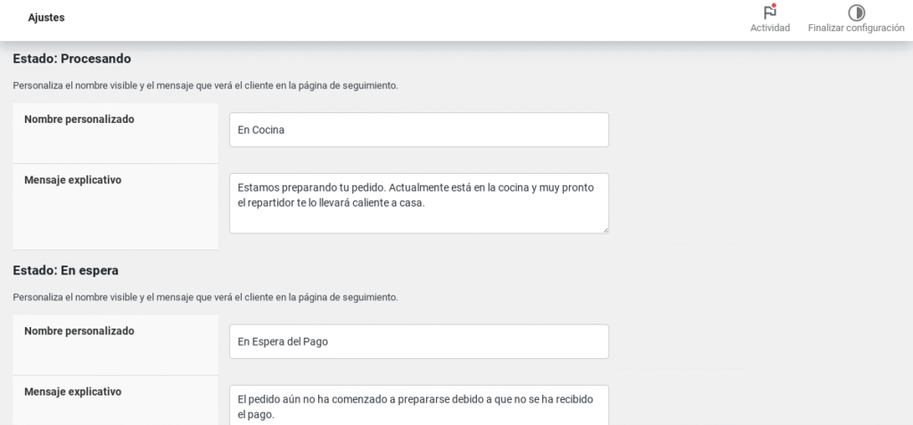 seguimiento del pedido woocommerce