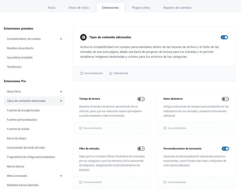 tipos de contenido adicionales blocksy pro wordpress
