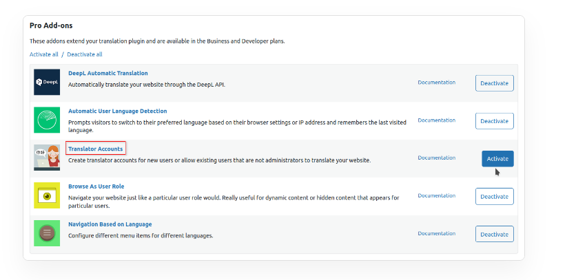 translator account translatepress