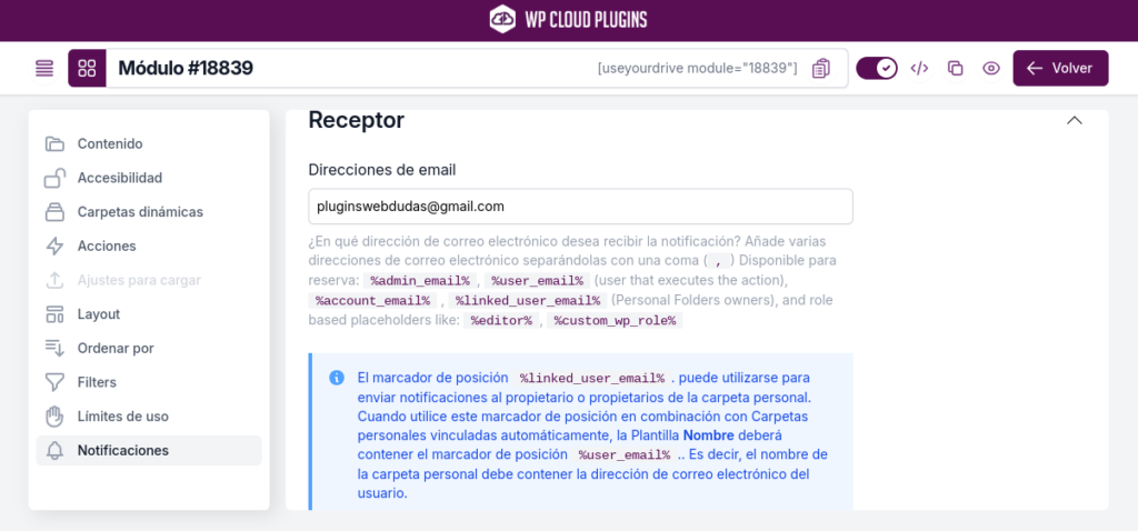 use your drive notificaciones modulo