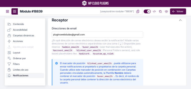 use your drive notificaciones modulo