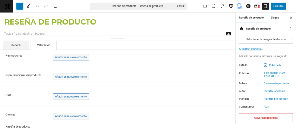 valoraciones reseñas de productos blocksy