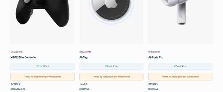 venta no disponible por vacaciones