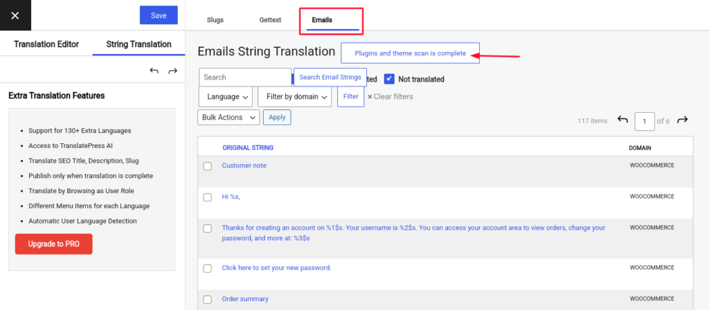 woocommerce emails translatepress