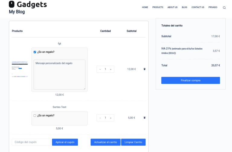woocommerce regalos