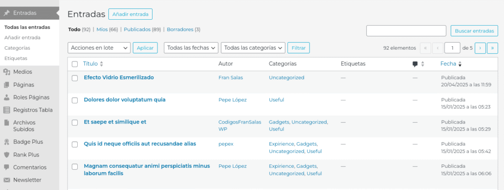 wordpress admin cambiar tipografia