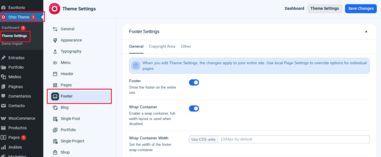 wordpress ohio footer