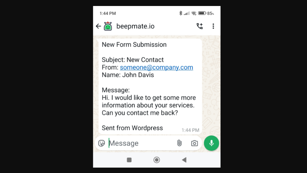wordpress plugin beepmate whatsapp