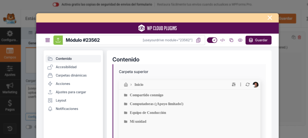 wpforms use your drive wordpress