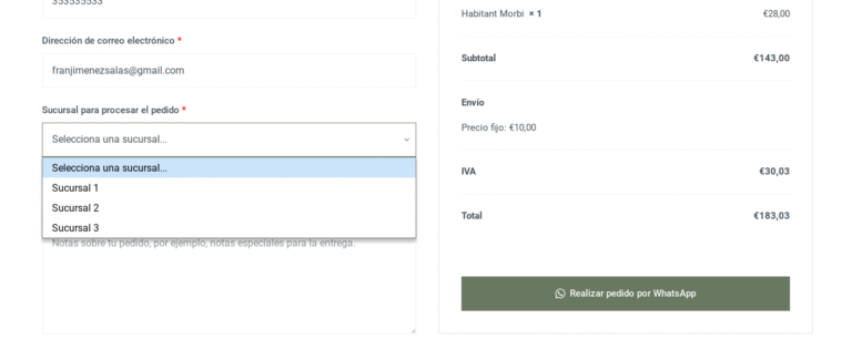 pedido whatsapp woocommerce diferente numero